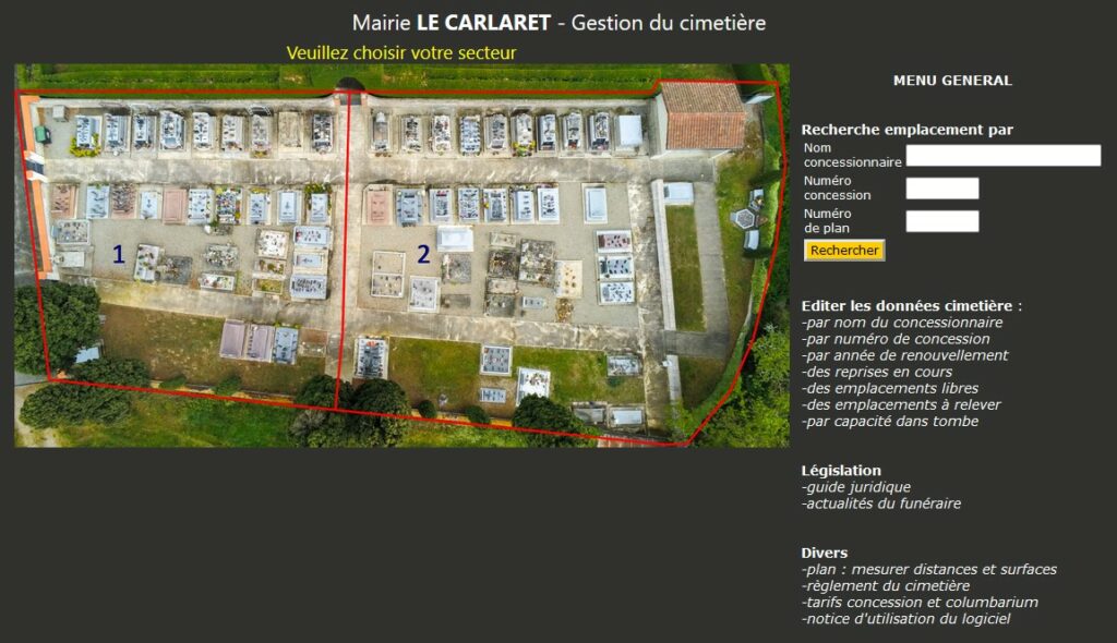 Logiciel cimetière Le Carlaret dans le département de l'Ariège